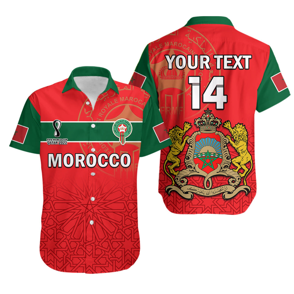 (Custom Text and Number) Morocco Football Hawaiian Shirt Atlas Lions Red World Cup 2022 - Wonder Print Shop