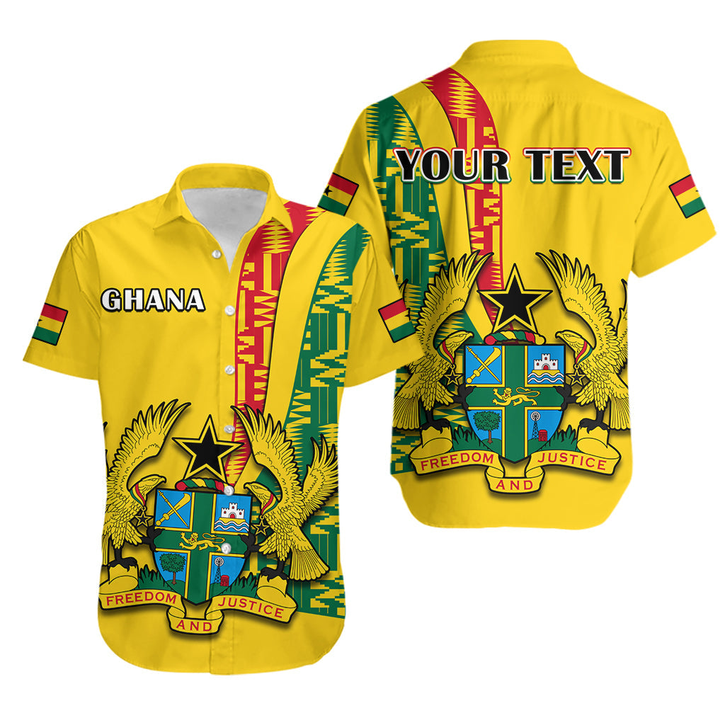 custom-personalised-ghana-hawaiian-shirt-ghanan-coat-of-arms-mix-kente-pattern