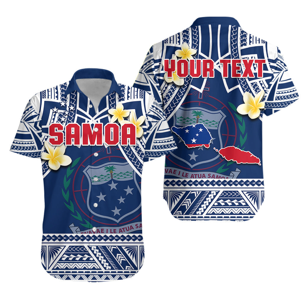 Custom Personalised Samoa Hawaiian Shirt Samoan Plumeria Flowers Mix Polynesian Pattern - Wonder Print Shop