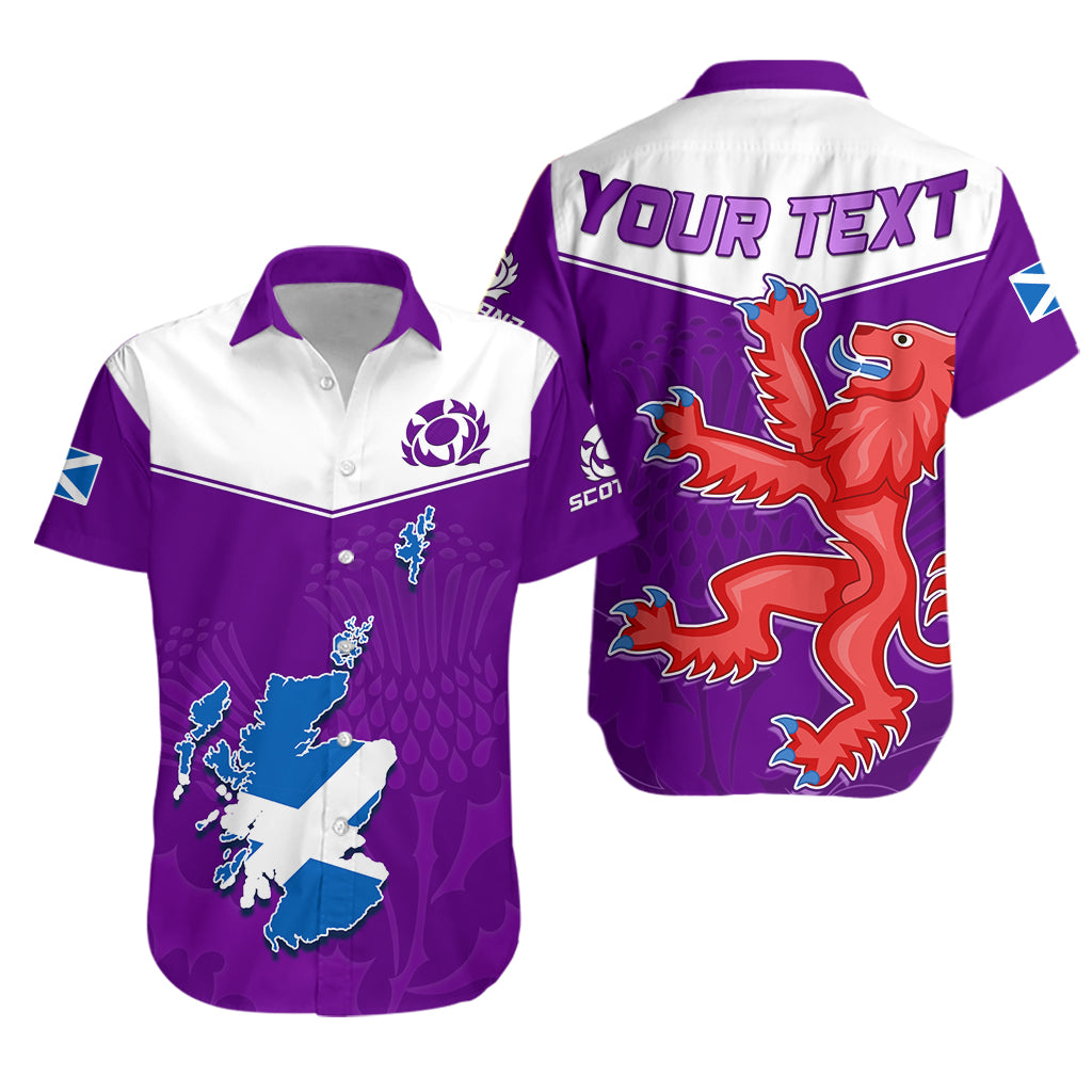 (Custom Personalised) Scottish Rugby Hawaiian Shirt Map Of Scotland Thistle Purple Version - Wonder Print Shop