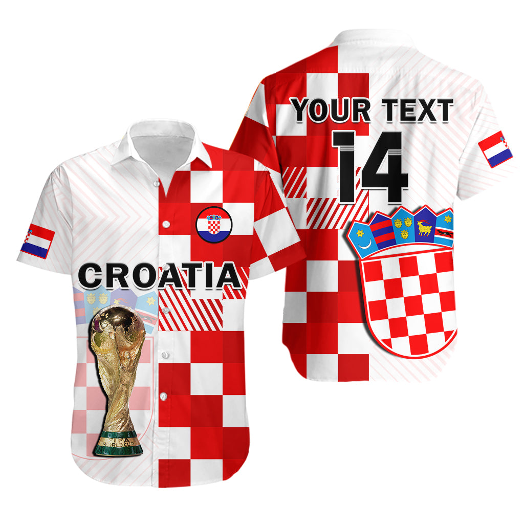 (Custom Text And Number) Croatia Football Hawaiian Shirt Hrvatska Checkerboard Champions WC 2022 - Wonder Print Shop
