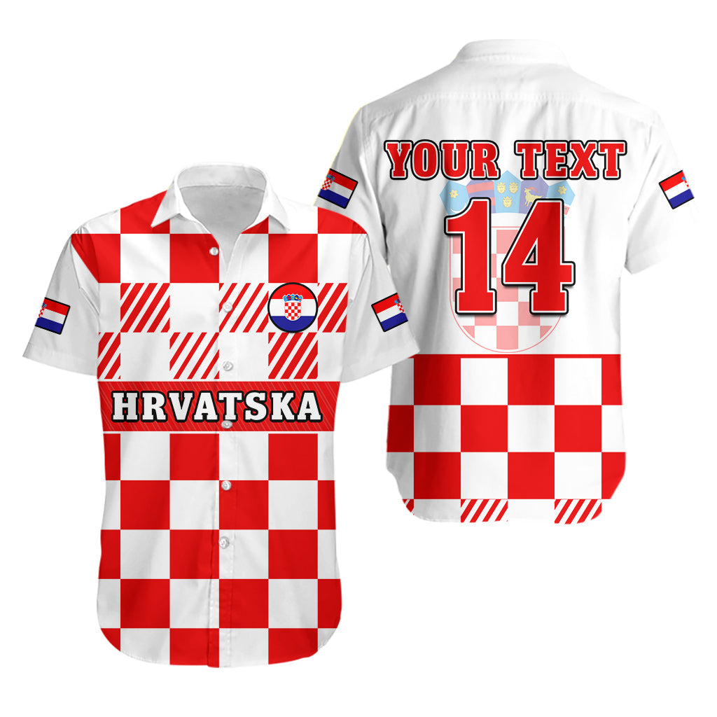 (Custom Text And Number) Croatia Football Hawaiian Shirt Hrvatska Checkerboard Red Version - Wonder Print Shop