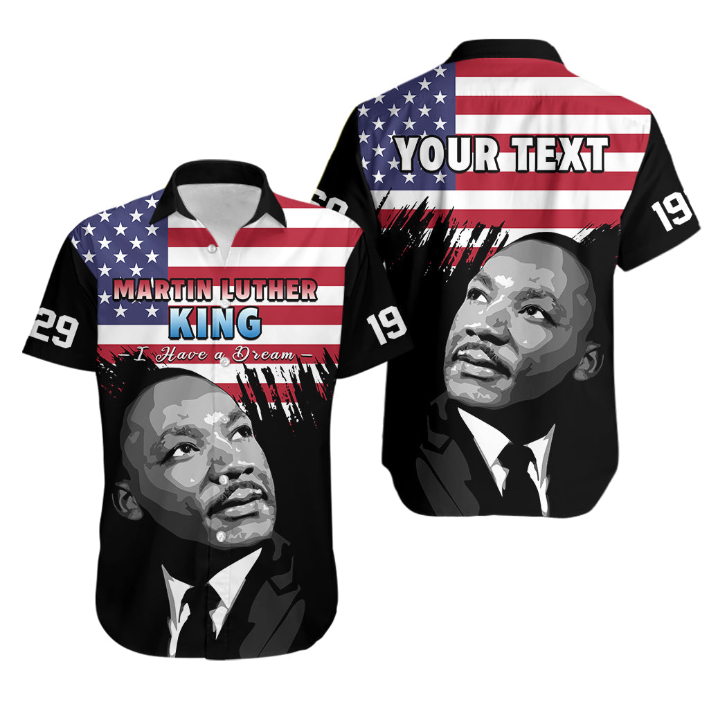 (Custom Personalised) United States Hawaiian Shirt United States Happy MLK Day Flag Grunge Style - Wonder Print Shop