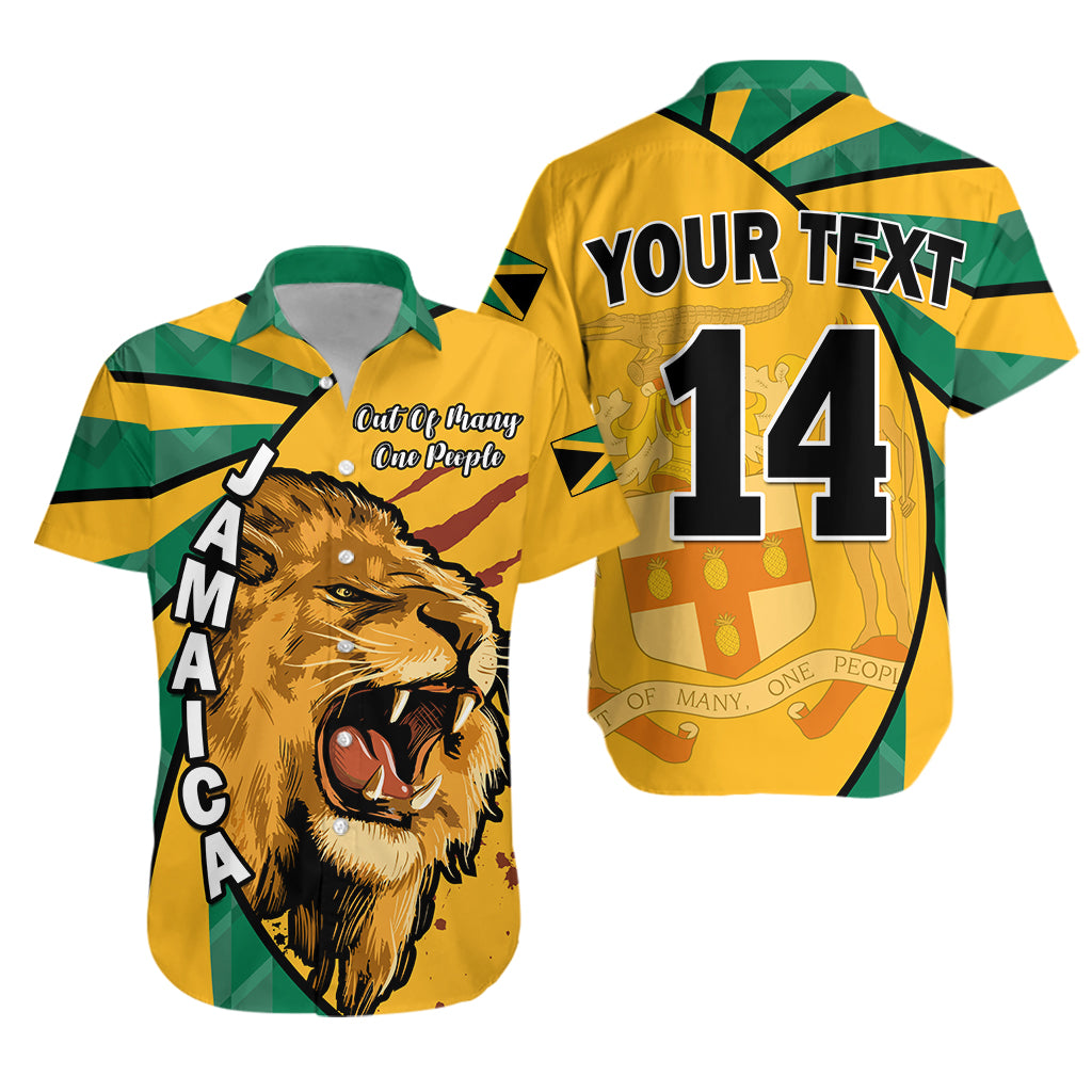 (Custom Text and Number) Jamaica Athletics Hawaiian Shirt Jamaican Flag Mix Lion Sporty Style - Wonder Print Shop
