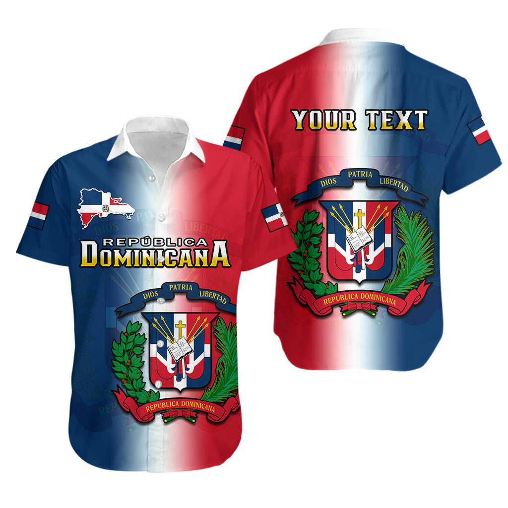 (Custom Personalised) Dominican Republic Hawaiian Shirt Dominicana Coat Of Arms Gradient Style - Wonder Print Shop