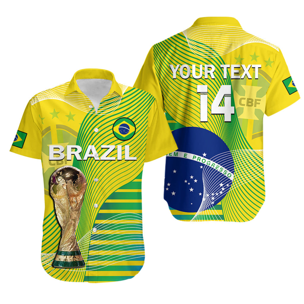 (Custom Text And Number) Brazil Football Hawaiian Shirt Canarinha Champions WC 2022 - Wonder Print Shop