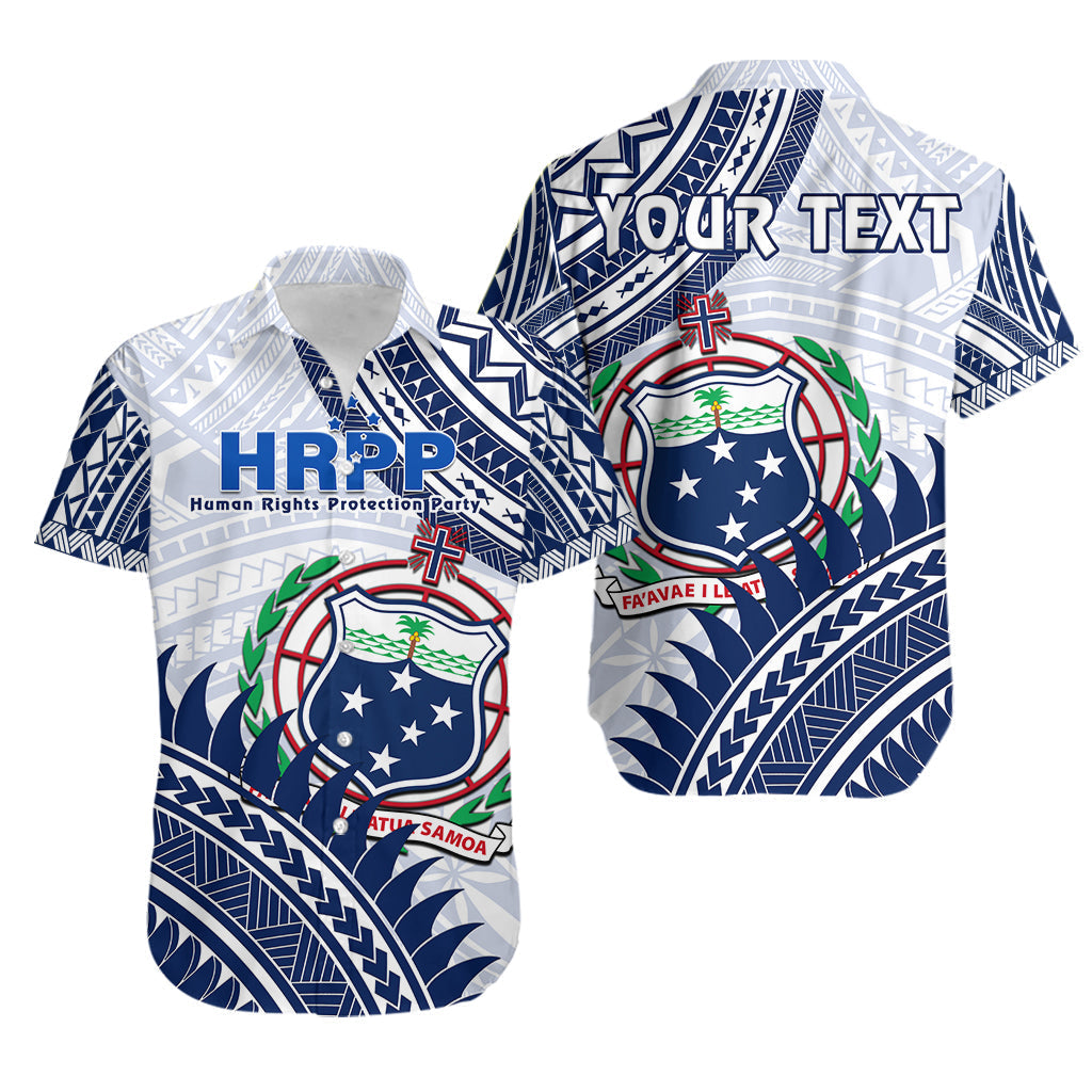 Custom Personalised HRPP Samoa Hawaiian Shirt Samoan Coat Of Arms Polynesian Pattern - Wonder Print Shop