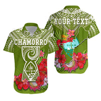 Personalised Guam Chamorro Matching Hawaiian Shirt And Dress Guaman Latte Stone Tropical Flowers Green Version - Wonder Print Shop