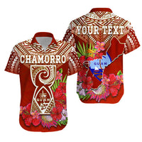 Personalised Guam Chamorro Matching Hawaiian Shirt And Dress Guaman Latte Stone Tropical Flowers Red Version - Wonder Print Shop