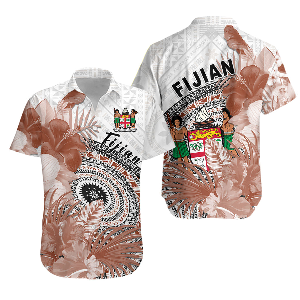 Fiji Tapa Hawaiian Shirt White Fijian Masi Be Loved Hibiscus LT13 - Wonder Print Shop