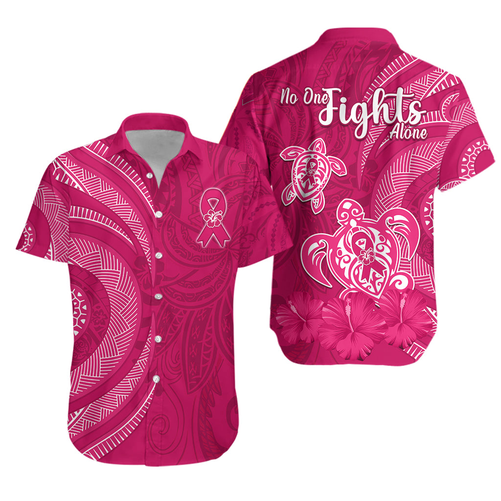 Breast Cancer Awareness Hawaiian Shirt Hibiscus Polynesian No One Fights Alone LT13 - Wonder Print Shop