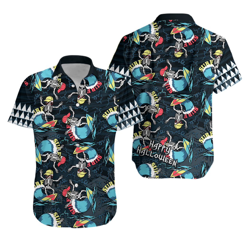 Hawaii Skeleton Surf Matching Hawaiian Shirt And Dress Halloween Hawaiian Tribal LT13 - Wonder Print Shop