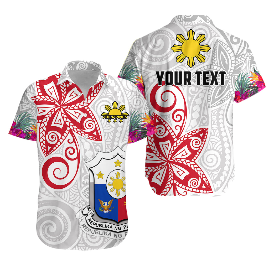 (Custom Personalised) Philippines Hawaiian Shirt Sun Filipino Polynesian mix Flowers White Vibe LT13 - Wonder Print Shop