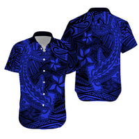 Polynesian Matching Hawaiian Shirt And Dress Blue Hawaiian Tribal Hammerhead Shark - Wonder Print Shop