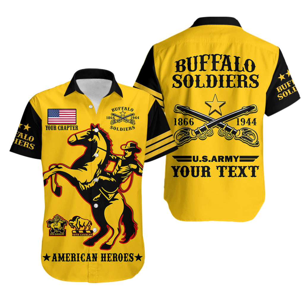 (Custom Text And Chapter) Buffalo Soldiers Hawaiian Shirt BSMC United States Army Yellow - Wonder Print Shop