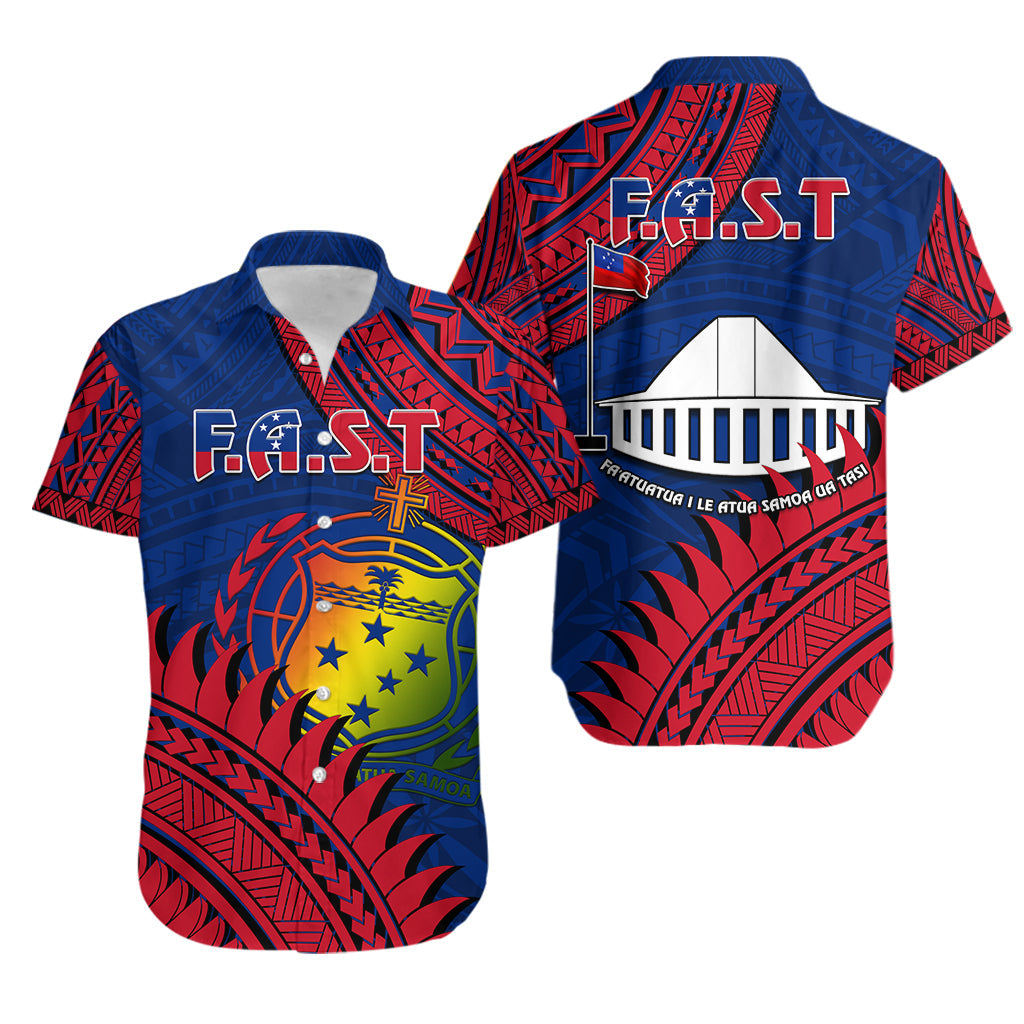 F.A.S.T Samoa Hawaiian Shirt Samoan Coat Of Arms Polynesian Pattern - Wonder Print Shop