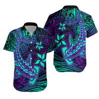 Personalised Polynesian Matching Hawaiian Shirt And Dress Purple Paradise Hawaiian Tribal Hammerhead Shark - Wonder Print Shop