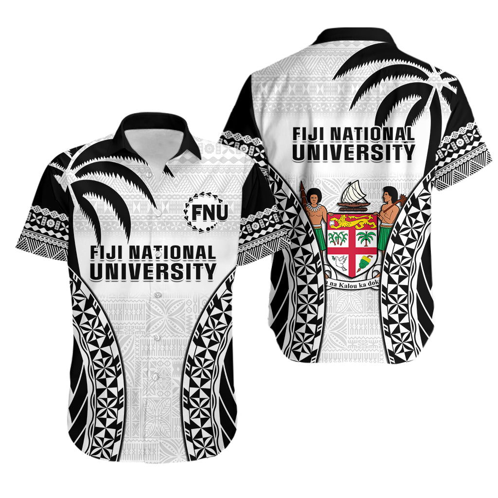 Fiji University Hawaiian Shirt National Fijian Tapa Pattern White - Wonder Print Shop