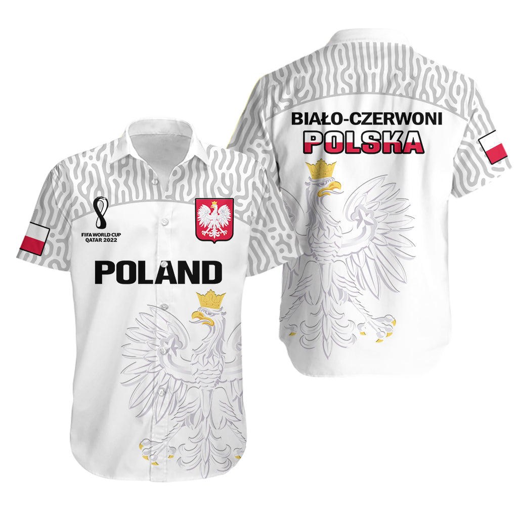Poland Football Hawaiian Shirt Polska World Cup 2022 White - Wonder Print Shop