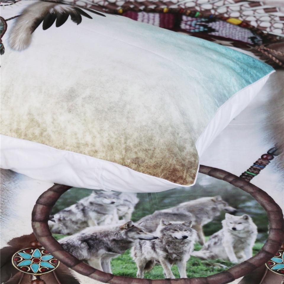 Tribal Hat With Wolves Dreamcatcher Native American Bedding Set LT10 - Wonder Print Shop