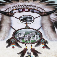 Tribal Hat With Wolves Dreamcatcher Native American Bedding Set LT10 - Wonder Print Shop