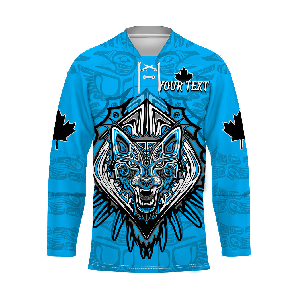 custom-personalised-canada-maple-leaf-hockey-jersey-blue-haida-wolf
