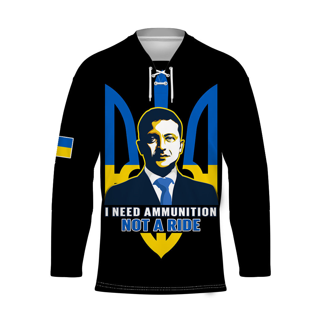 custom-personalised-ukraine-hockey-jersey-ukrainian-president-i-need-ammunition-not-a-ride-black