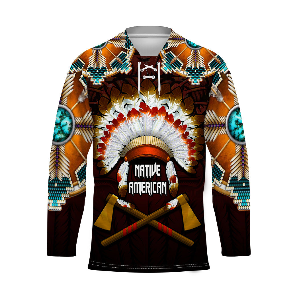 custom-personalised-the-first-americans-hockey-jersey-indian-headdress-with-skull
