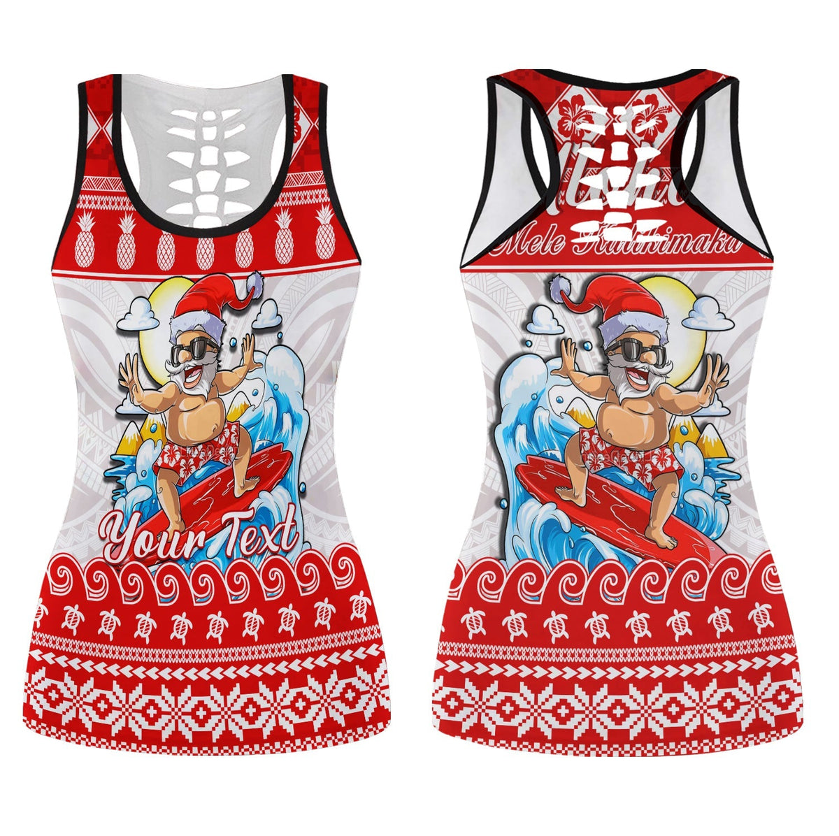 custom-personalised-hawaii-christmas-hollow-tank-top-surfing-santa-mele-kalikimaka-polynesian