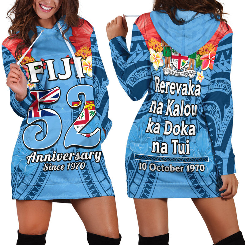 Fiji 1970 Hoodie Dress Happy 52 Years Independence Anniversary - Wonder Print Shop
