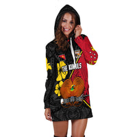 The Kumuls PNG Hoodie Dress Papua New Guinea Polynesian Dynamic Style Black - Wonder Print Shop
