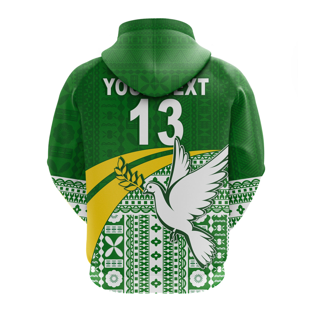Custom Tailevu Rugby Hoodie Fiji Rugby Tapa Pattern Green LT13 - Wonder Print Shop
