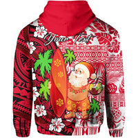 Custom Mele Kalikimaka Zip Hoodie Christmas Hawaii with Santa Claus LT13 - Wonder Print Shop