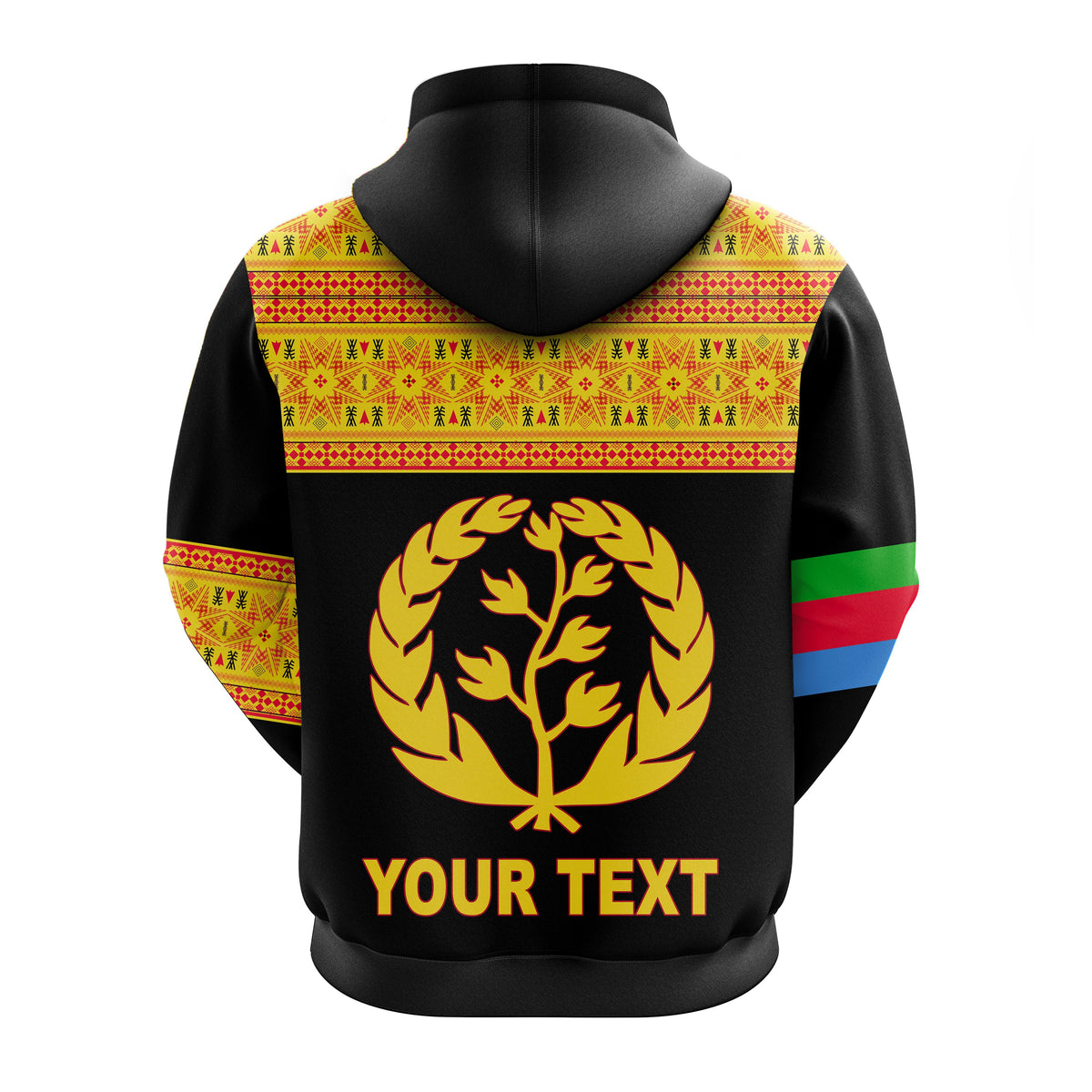 Custom Eritrea Tibeb Hoodie Eritrean Cross Mix Flag Version Black LT13 - Wonder Print Shop