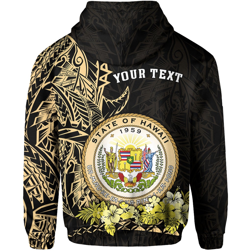 Custom Hawaiian Polynesian Zip Hoodie Gold Seal of Hawaii LT13 - Wonder Print Shop