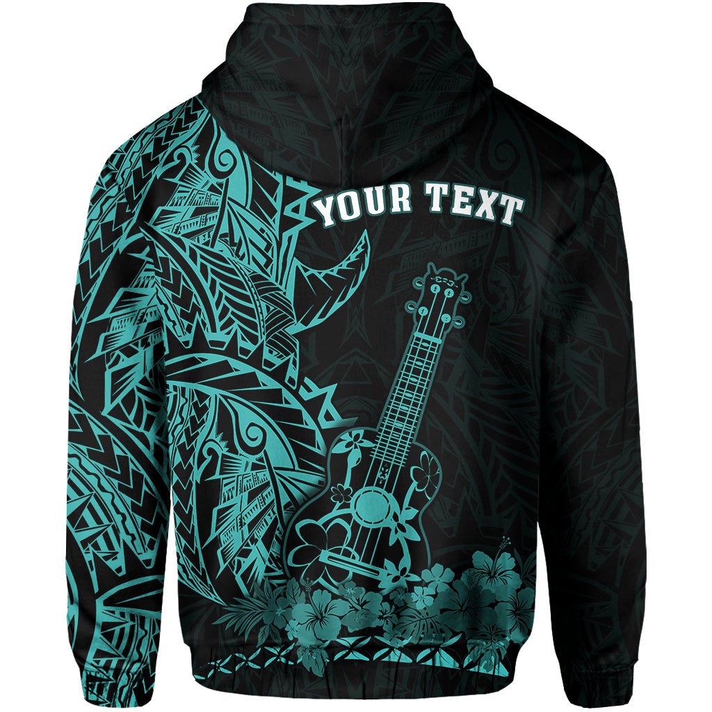 Custom Hawaii Polynesian Hoodie Ukulele Turquoise LT13 - Wonder Print Shop