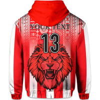 Custom Football LABASA FA Zip Hoodie Red Lion Fiji Custom Text and Number LT13 - Wonder Print Shop