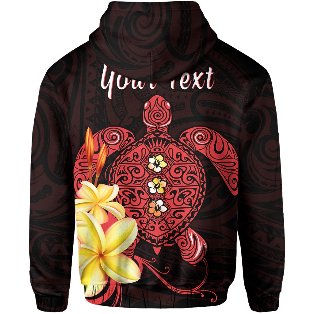Custom Hawaii Turtle Hoodie Hawaiian Flowers Version Red Elegant LT13 - Wonder Print Shop