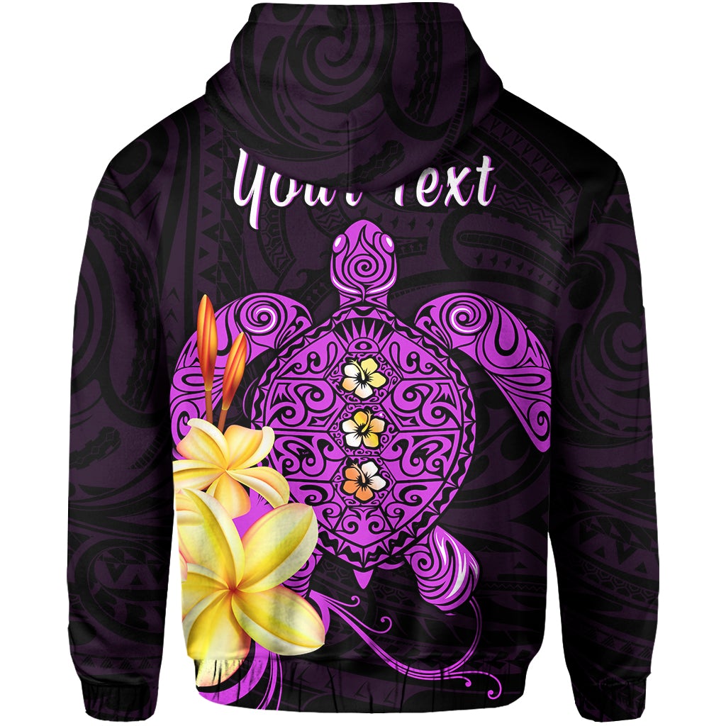 Custom Hawaii Turtle Hoodie Hawaiian Flowers Version Purple Elegant LT13 - Wonder Print Shop