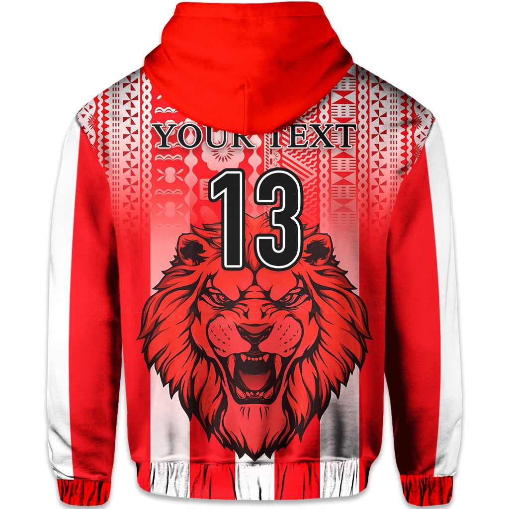 Custom Football LABASA FA Hoodie Red Lion Fiji Custom Text and Number LT13 - Wonder Print Shop