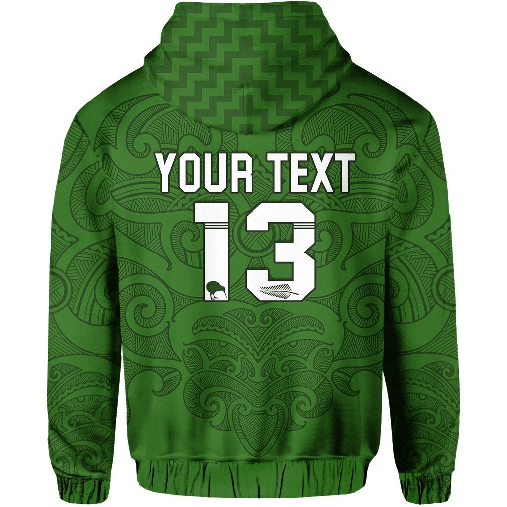 Custom Maori 2021 Hoodie Green Aotearoa Tattoo Custom Text and Number LT13 - Wonder Print Shop