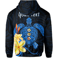 Custom Hawaii Turtle Zip Hoodie Hawaiian Flowers Version Blue Elegant LT13 - Wonder Print Shop