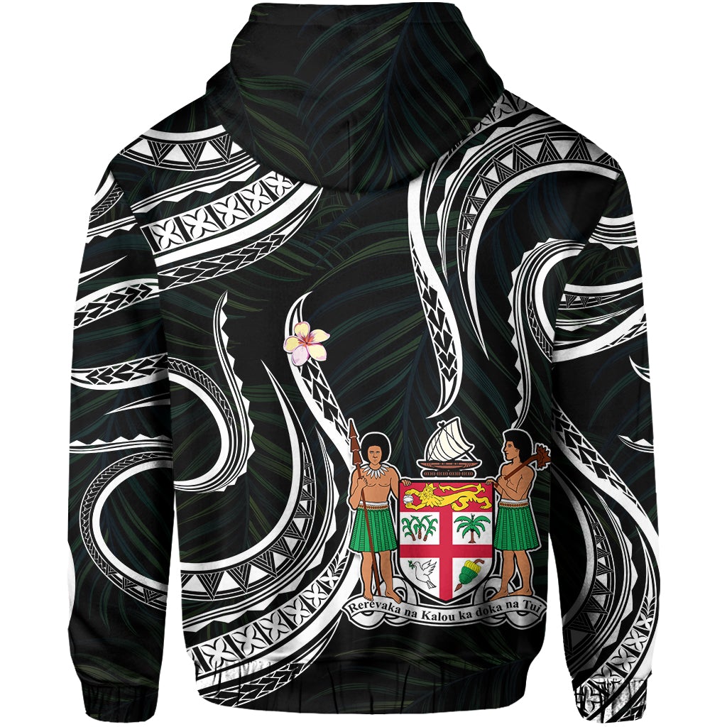Fiji Zip Hoodie Coat of Arms Polynesian mix Coconut Pattern LT13 - Wonder Print Shop