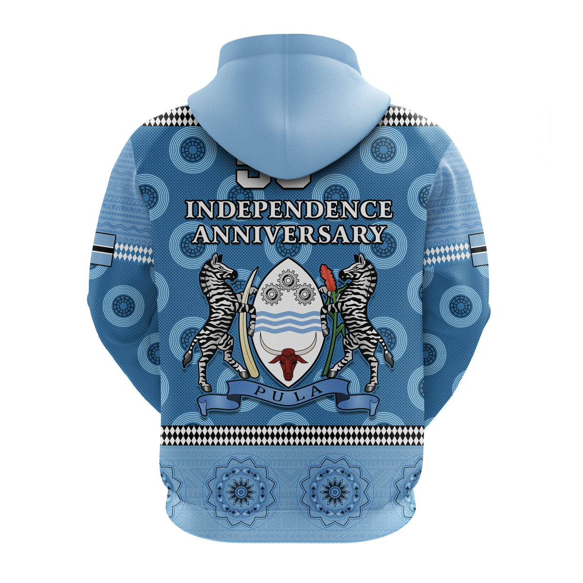 Botswana Zip Hoodie Independence Anniversary Flag and Pattern LT13 - Wonder Print Shop