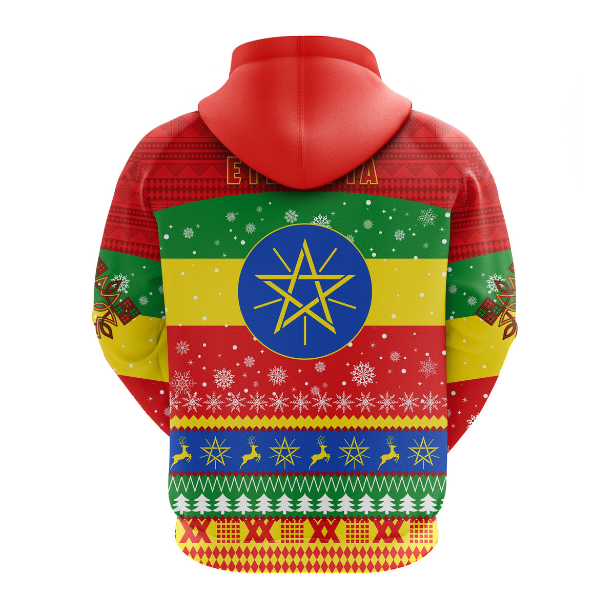 Ethiopia Zip Hoodie Merry Christmas Mix African Pattern LT13 - Wonder Print Shop