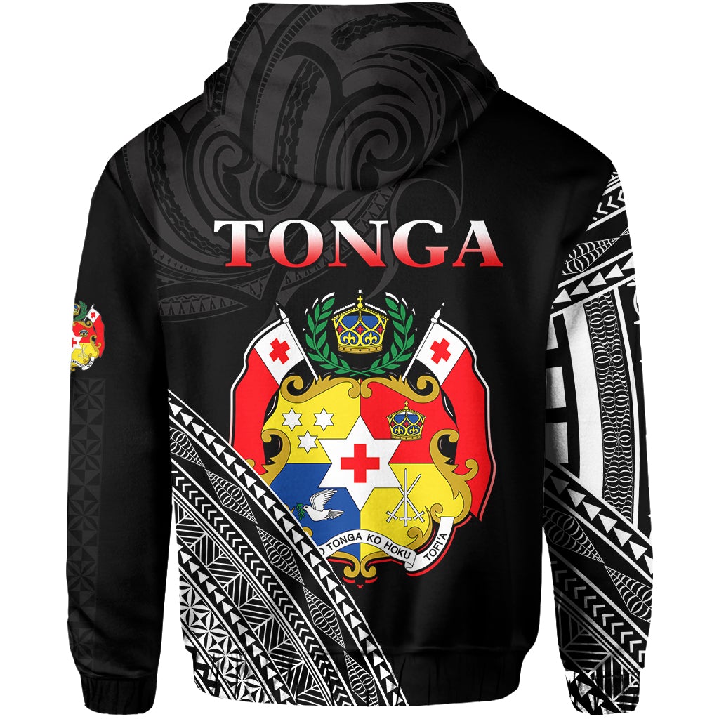 Tonga Zip Hoodie Tongan Pattern Blithesome Version Black LT13 - Wonder Print Shop