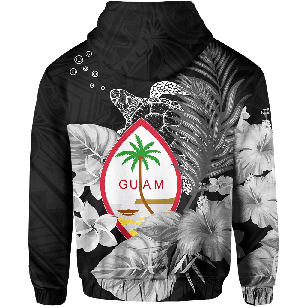 Guam Seal Hoodie Polynesian Turtle with Flowers Version White LT13 - Wonder Print Shop