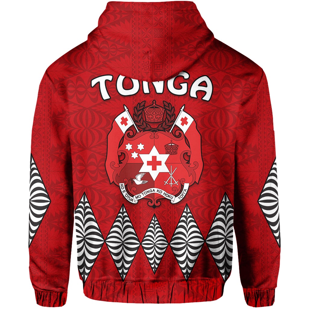 Tonga Warriors Zip Hoodie Tongan Pattern Version Black LT13 - Wonder Print Shop