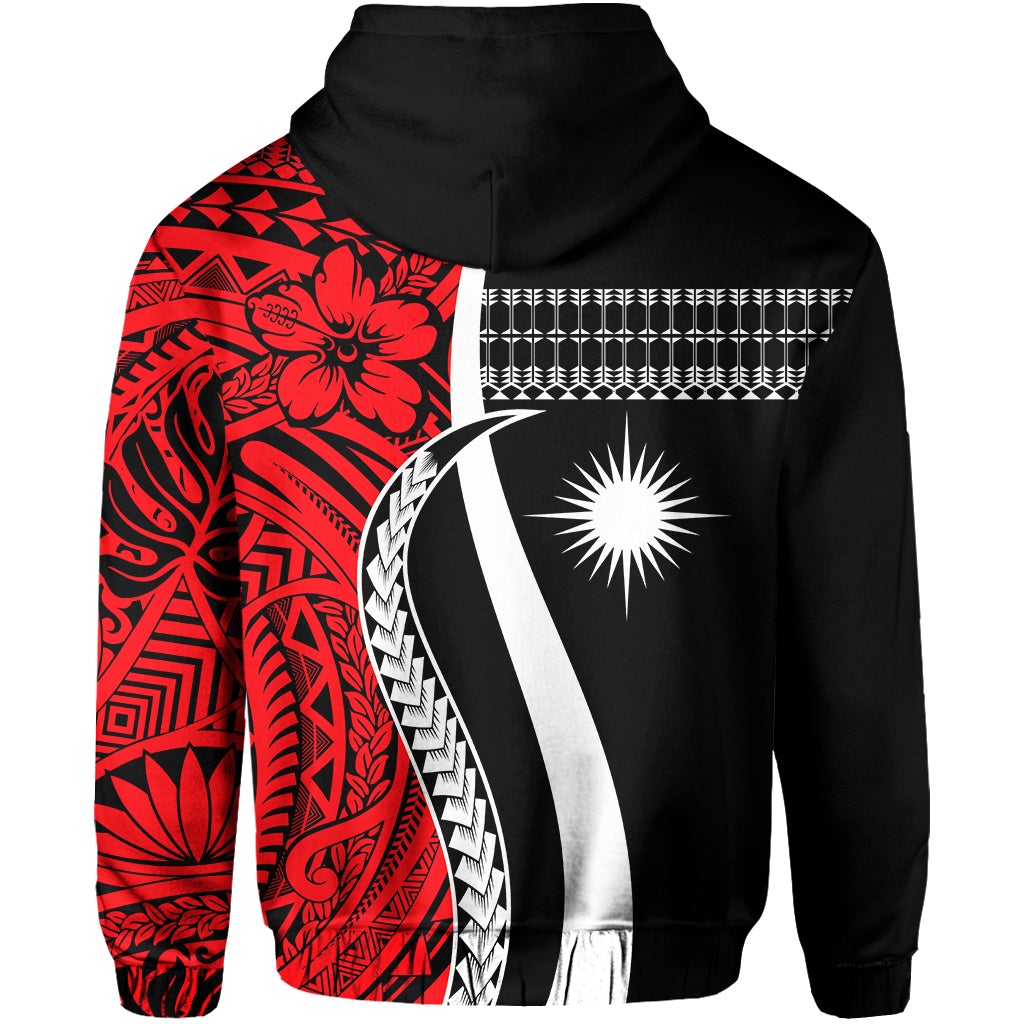 Custom Marshall Islands Zip Hoodie Simple Pattern Version Red LT13 - Wonder Print Shop