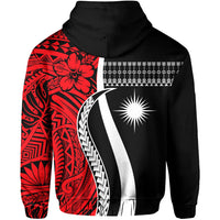 Custom Marshall Islands Zip Hoodie Simple Pattern Version Red LT13 - Wonder Print Shop